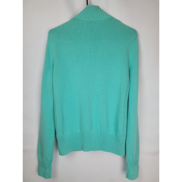 Lauren Ralph Lauren Active Mock Neck Knit Full Zip Teal Turquoise Sweater Size M - Picture 8 of 12